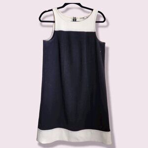 Ann Taylor Loft Womens Girls Dress Sz 10T Black Cream Sleeveless Back Zip Casual